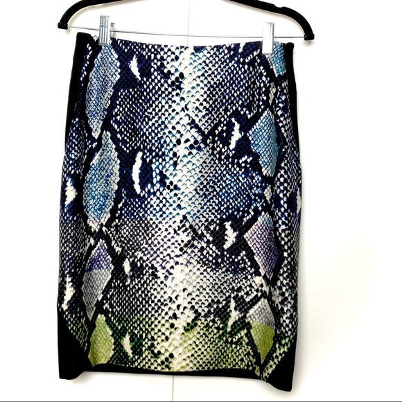 Diane Von Furstenberg Python Print Pencil Skirt Black - Picture 2 of 9